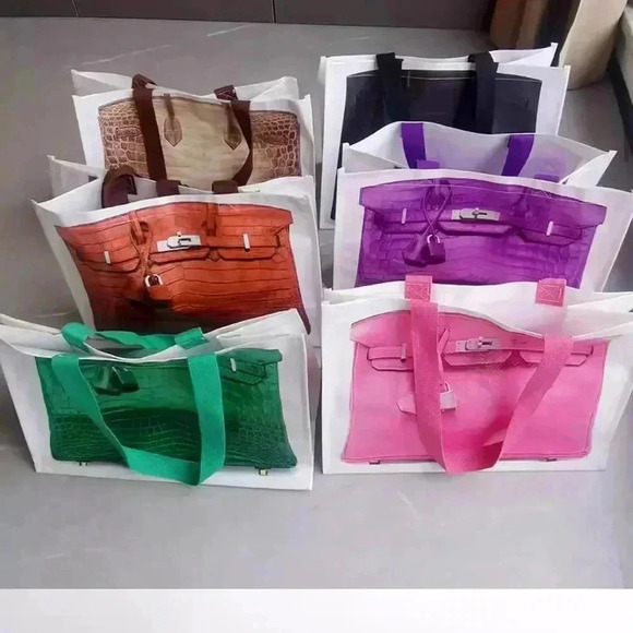 Reusable grocery tote bag printed designer bag large Capacity bag PURPLE - Picture 3 of 7